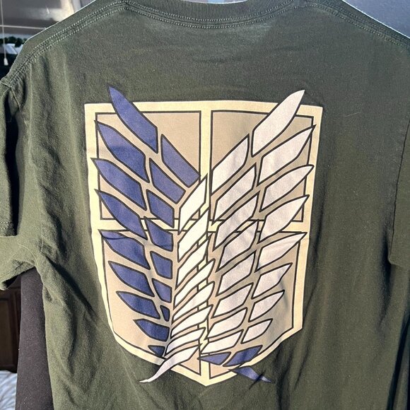 Attack on Titan Survey Corps 100% Cotton Dark Green Graphic Tee T-Shirt SZ Med - Picture 3 of 3